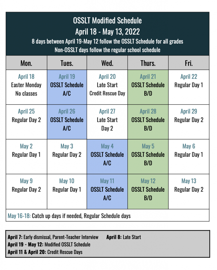 Modified OSSLT Schedule